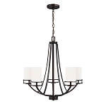 Люстра в цвете темная бронза с 5-ю белыми цилиндрическими плафонами Generation Lighting варинант исполнения - 2 | Loft Concept в Липецке