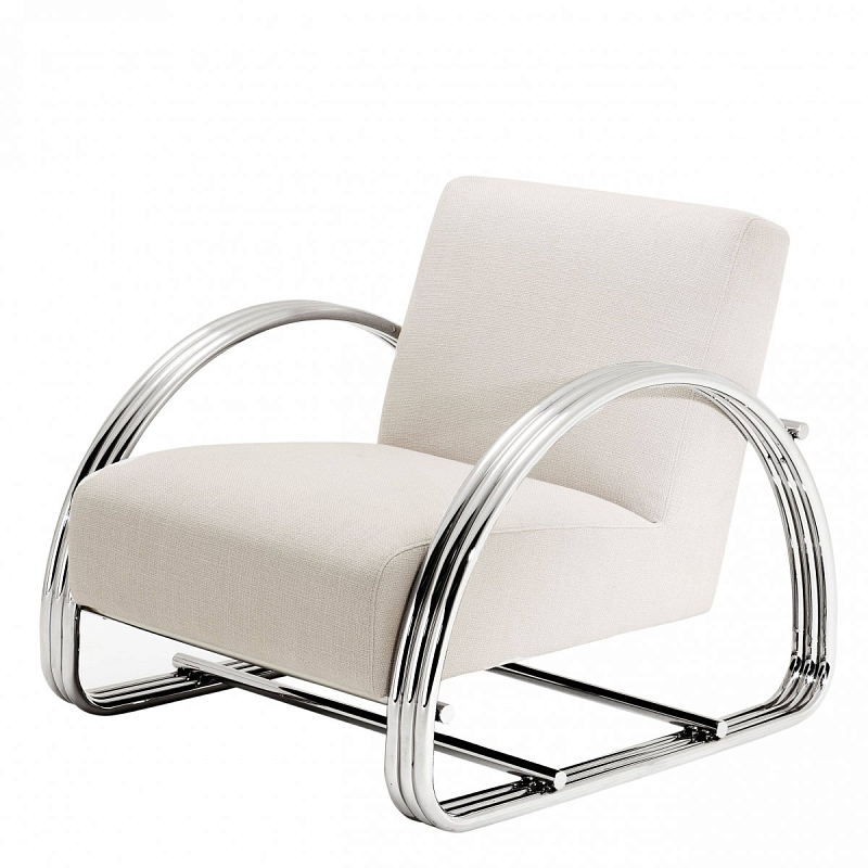 Кресло Eichholtz Chair Basque Молочный Нержавеющая сталь Кресло Eichholtz Chair Basque Молочный Нержавеющая сталь в Липецке | Loft Concept