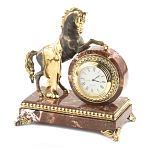 Часы настольные бронзовые с декором в виде коня Horse Stone Clock варинант исполнения - 2 | Loft Concept в Липецке