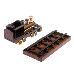 Часы настольные в виде паровоза из натурального камня Обсидиан Train Stone Clock варинант исполнения - 6 | Loft Concept в Липецке