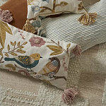 Чехол на подушку с кисточками и вышивкой птиц Ethnic mix Birds Rect варинант исполнения - 6 | Loft Concept в Липецке