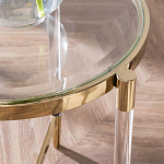 Золотой приставной столик с круглой стеклянной столешницей Weightless Table варинант исполнения - 7 | Loft Concept в Липецке