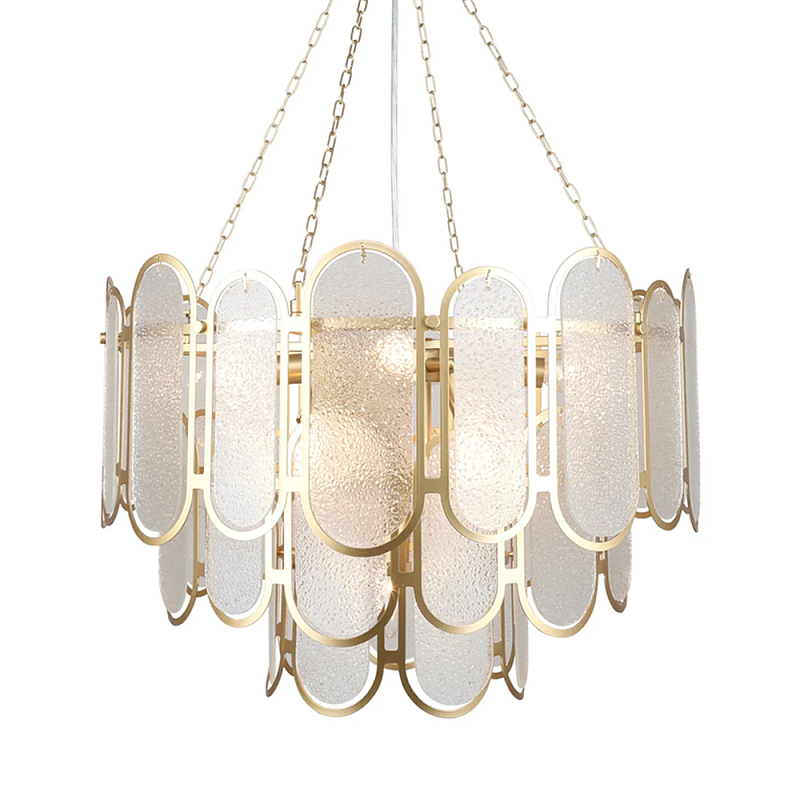 Люстра с многослойным эффектом из овальных элементов из непрозрачного стекла Conformation Латунь в Липецке | Loft Concept 