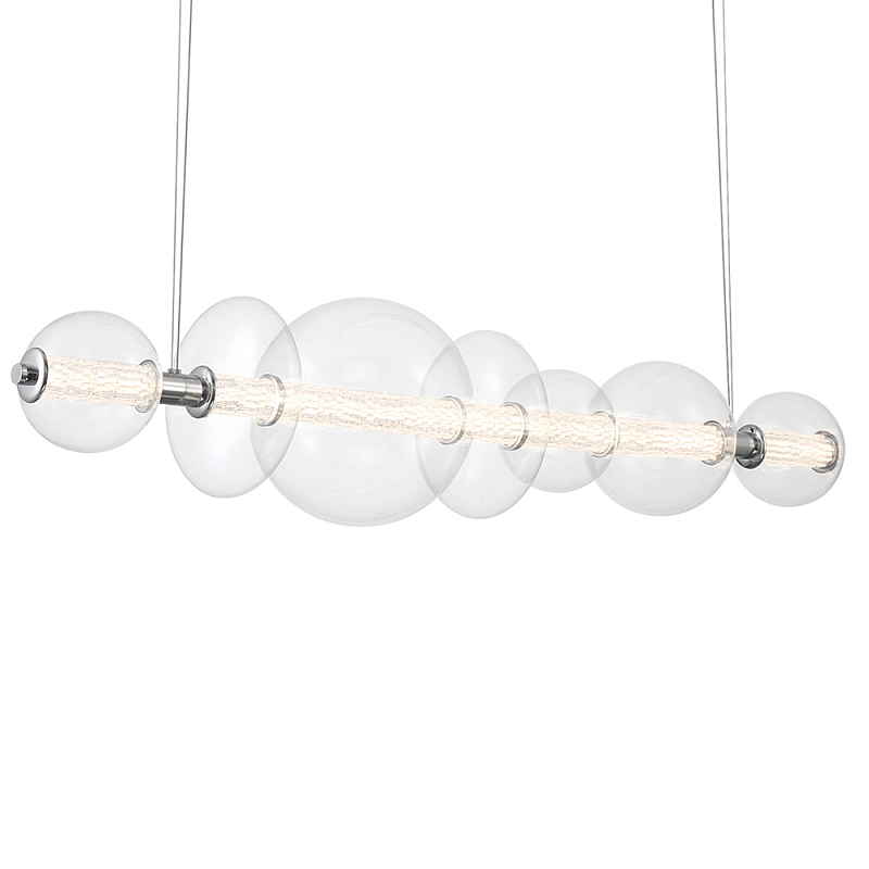 Подвесной светильник линейный с прозрачными стеклянными шарами разного диаметра Eurofase Прозрачное Стекло Золотой Хром в Липецке | Loft Concept 