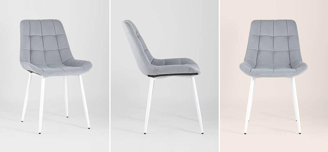 Стул NANCY Chair Серый Цвет Белые Ножки Стул NANCY Chair Серый Цвет Белые Ножки - Loft-Concept в Липецке