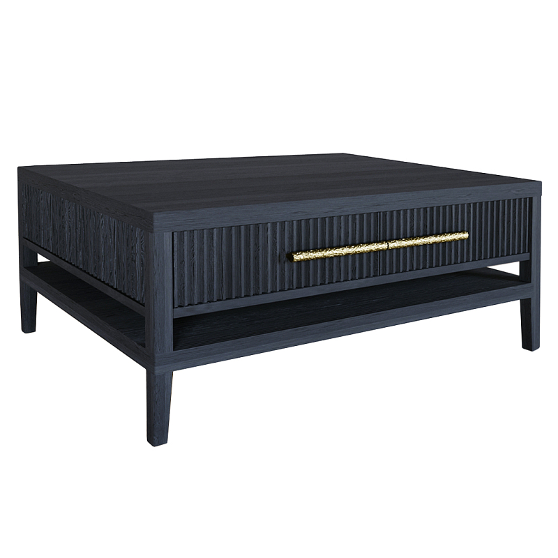 Кофейный стол Primo с двумя ящиками Черный дуб Черный матовый Золотой в Липецке | Loft Concept 