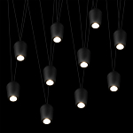 Подвесной светильник черными плафонами на длинных пересекающихся тросах Construction варинант исполнения - 10 | Loft Concept в Липецке