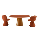 Обеденный стол оранжевый с тонкой столешницей и основанием в виде конуса Viola варинант исполнения - 2 | Loft Concept в Липецке