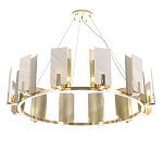 Люстра подвесная круглая с прямоугольными мраморными и золотистыми панелями на металлическом каркасе Диаметр 118 см Marble square Chandelier варинант исполнения - 3 | Loft Concept в Липецке