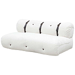 Двухместный диван без подлокотников белый с обивкой букле и ремешками из кожи Blaise Boucle Sofa варинант исполнения - 2 | Loft Concept в Липецке