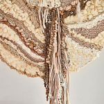 Овальный Современный Гобелен Абстракция в бежевых тонах Shallow варинант исполнения - 2 | Loft Concept в Липецке