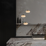 Подвесной светильник с плафоном в виде эллипса из белого алебастра Cryptocrystalline Stone варинант исполнения - 6 | Loft Concept в Липецке