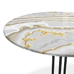 Стол журнальный с круглой столешницей из стекла Gray and Gold Marble варинант исполнения - 3 | Loft Concept в Липецке