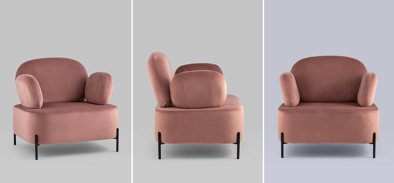 Кресло Color Block пыльно-розовый велюр Кресло Color Block пыльно-розовый велюр - Loft-Concept в Липецке