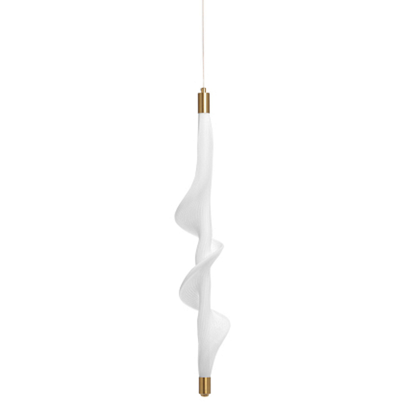 Люстра с белым скрученным плафоном Golden Swirl Белый Латунь в Липецке | Loft Concept 