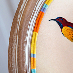 Стул бежевый в разноцветную полоску из натурального бука с изображением птиц и цветов Blooming Red Birds Colorful Stripes Chair варинант исполнения - 5 | Loft Concept в Липецке