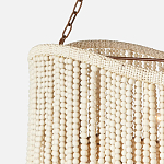 Трехъярусная люстра с подвесками из круглых деревянных бусин белая White Beads Three-tier Chandelier  варинант исполнения - 3 | Loft Concept в Липецке