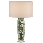 Настольная лампа керамическая с кремовым абажуром Scenic Column варинант исполнения - 4 | Loft Concept в Липецке