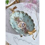 Чаша из голубого фарфора на бронзовых ножках с рисунком цветов и фигурками стрекоз Blue Garden варинант исполнения - 4 | Loft Concept в Липецке