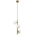 Подвесной светильник с 3-мя сферическими плафонами из матового стекла Pearls Suspension Brass Tube Hanging Lamp варинант исполнения - 2 | Loft Concept в Липецке