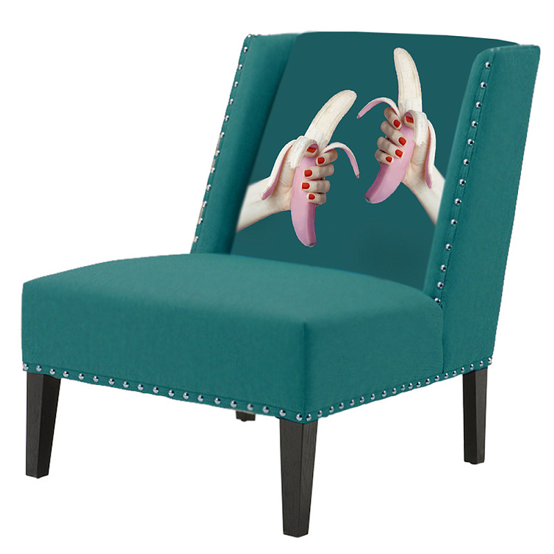 FUN Armchair Two Bananas Turquoise Дизайнерское кресло с цветным принтом Бирюзовый FUN Armchair Two Bananas Turquoise Дизайнерское кресло с цветным принтом Бирюзовый в Липецке | Loft Concept