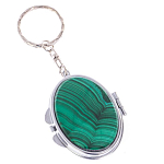 Зеркало брелок карманное двухстороннее из натурального камня Малахит Stone Mirrors варинант исполнения - 1 | Loft Concept в Липецке