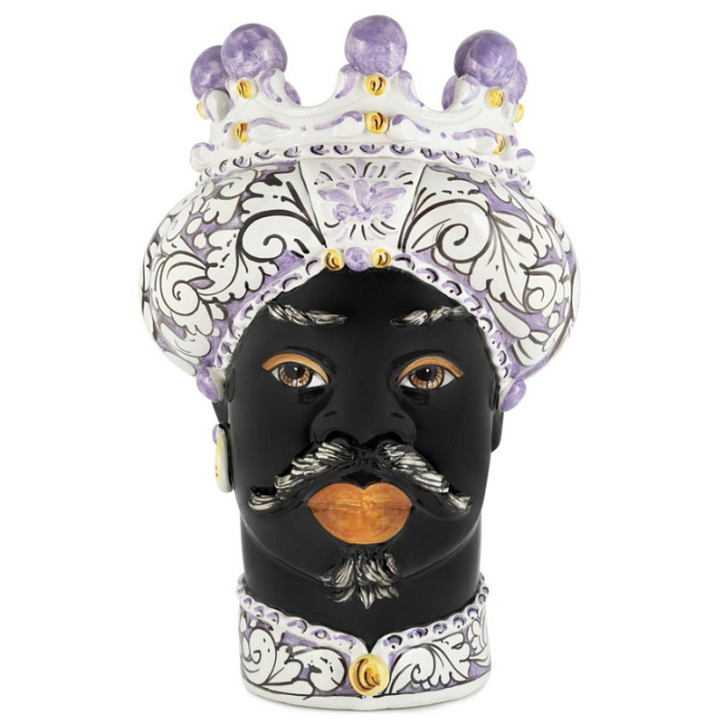 Ваза Vase Moro Man Ornate Violet Черный Фиолетовый Белый Ваза Vase Moro Man Ornate Violet Черный Фиолетовый Белый в Липецке | Loft Concept