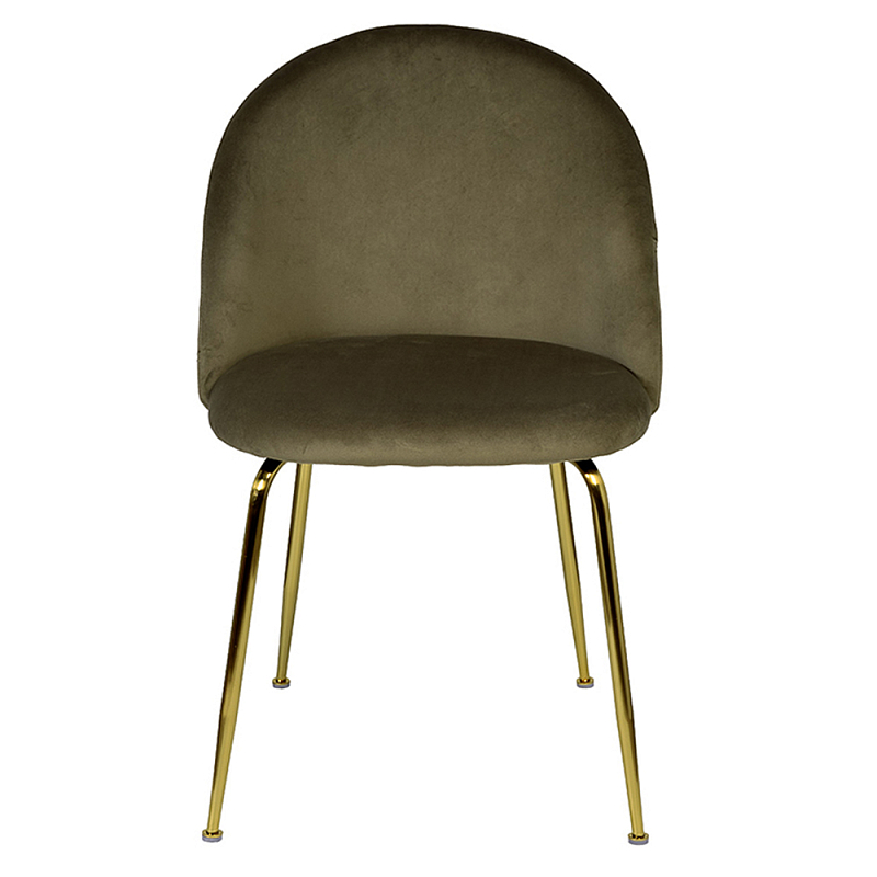 Стул велюровый хаки на золотистых металлических ножках Vendramin Chair Хаки Золотой в Липецке | Loft Concept 