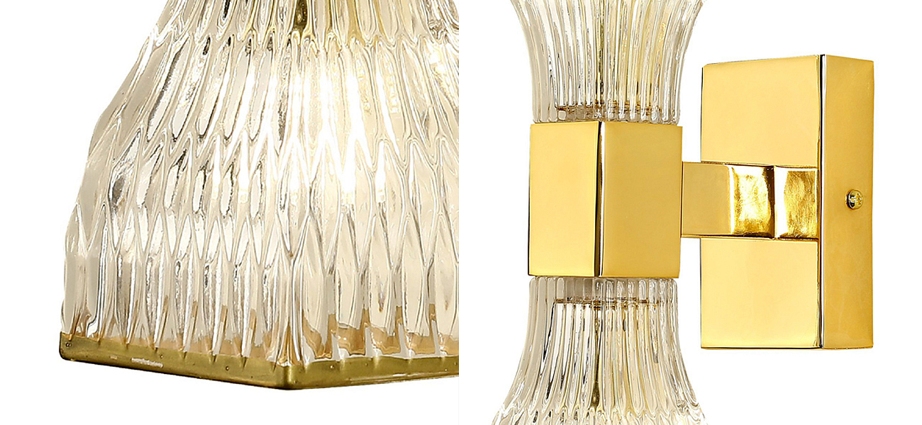 Бра с двумя плафонами из рельефного стекла GLASS HORN Gold Бра с двумя плафонами из рельефного стекла GLASS HORN Gold - Loft-Concept в Липецке