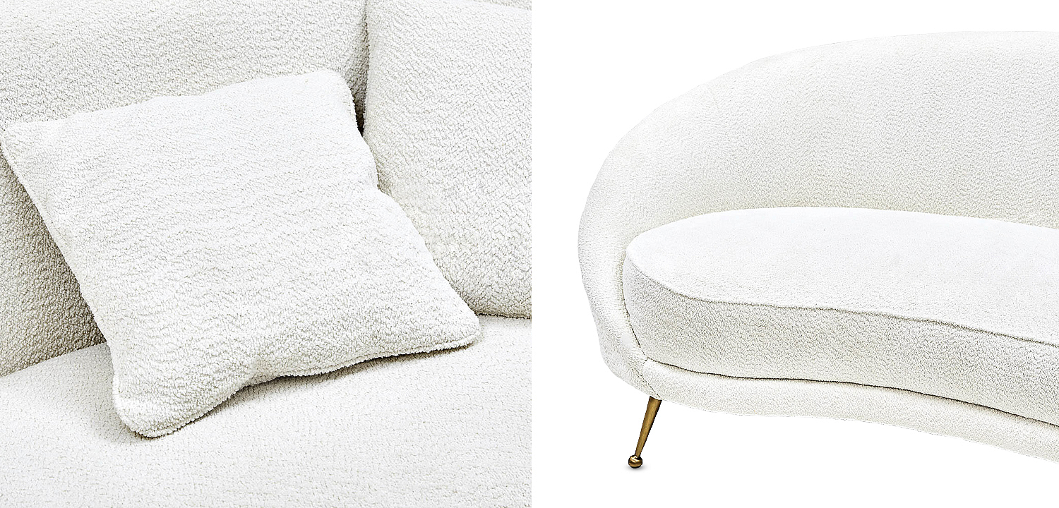 Диван с обивкой из ткани букле Manuel Sofa Белый Диван с обивкой из ткани букле Manuel Sofa Белый - Loft-Concept в Липецке
