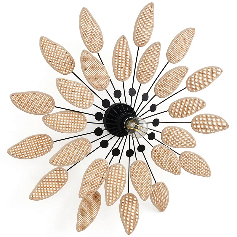 Настенный светильник с плетеным декором Wicker Leaves Wall Lamp Бежевый Черный Настенный светильник с плетеным декором Wicker Leaves Wall Lamp Бежевый Черный в Липецке | Loft Concept