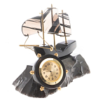 Часы настольные в виде парусника из натурального камня Обсидиан Sailboat Stone Clock варинант исполнения - 5 | Loft Concept в Липецке