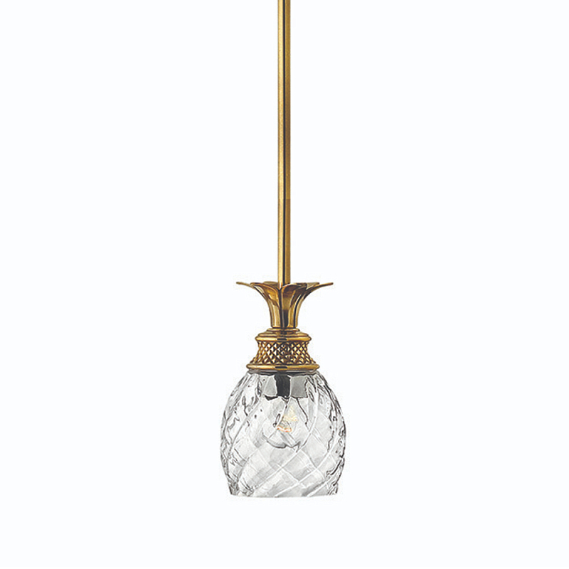 Подвесной светильник цвета латунь с прозрачнымплафоном в форме ананаса Hinkley Латунь Прозрачное Стекло в Липецке | Loft Concept 