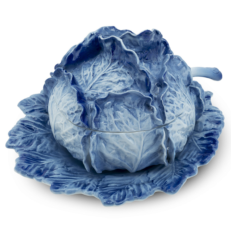 Супница SOUP BOWL CABBAGE W/PLATE D25 Blue Сапфирово-синий Супница SOUP BOWL CABBAGE W/PLATE D25 Blue Сапфирово-синий в Липецке | Loft Concept