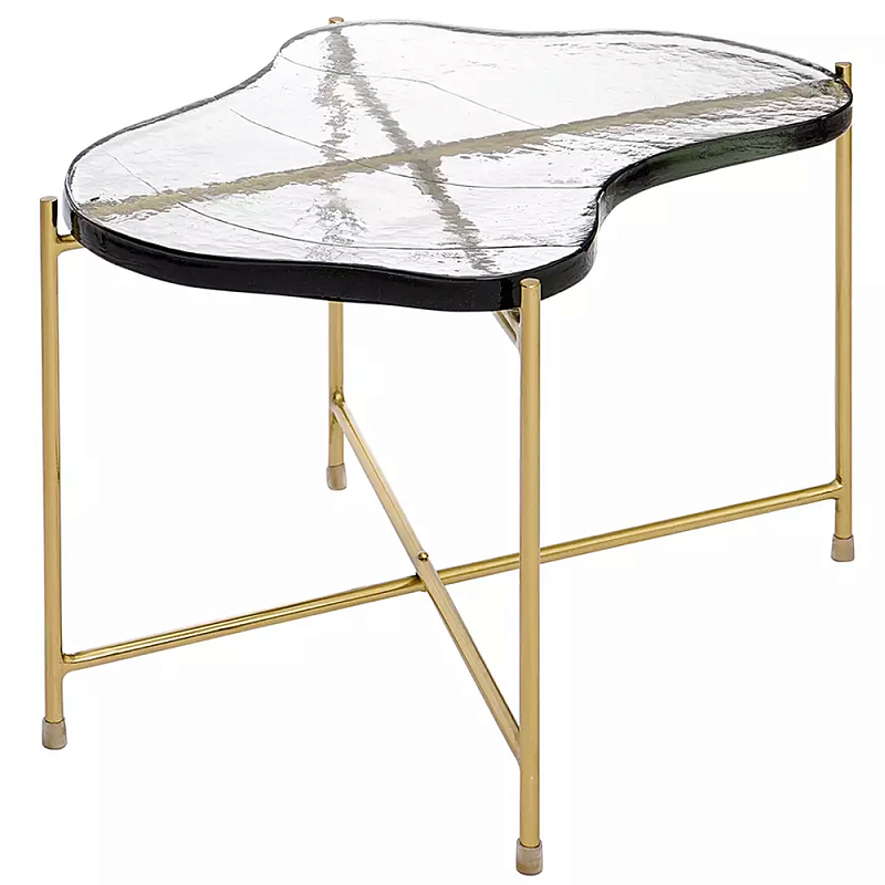 Журнальный столик с изогнутой стеклянной столешницей Curved Glass Table Top Прозрачный Золотой Журнальный столик с изогнутой стеклянной столешницей Curved Glass Table Top Прозрачный Золотой в Липецке | Loft Concept