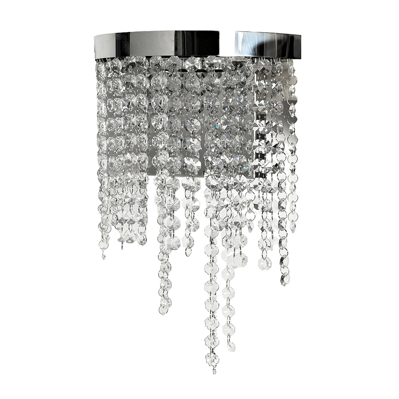 Бра Хром с каскадом сияющих кристаллов Shining Waterfall Хром Прозрачное Стекло в Липецке | Loft Concept 