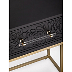 Приставной столик с резным узором на выдвижном ящике Black Table Carved Pattern варинант исполнения - 2 | Loft Concept в Липецке