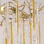 Люстра подвесная золотого цвета с разветвленными ветвями и прозрачными стеклянными подвесками Droplet Chandelier варинант исполнения - 4 | Loft Concept в Липецке