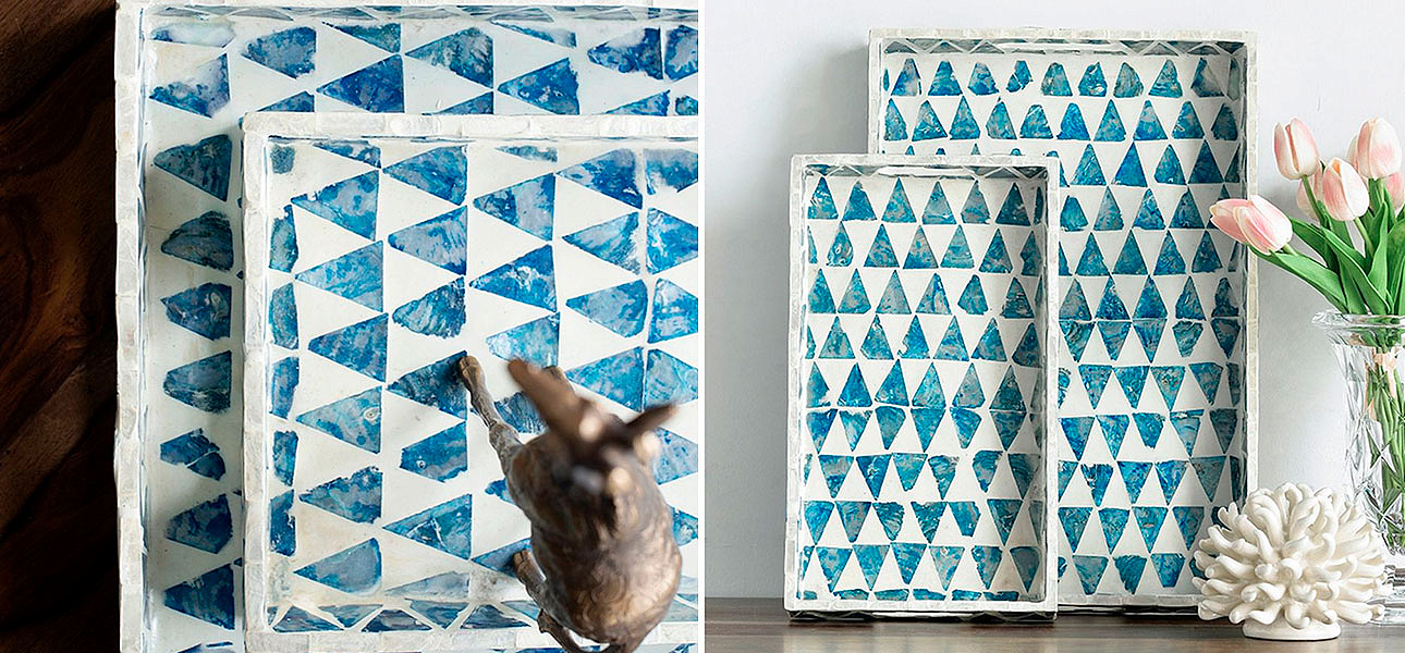 Поднос с инкрустацией Blue Triangle Поднос с инкрустацией Blue Triangle - Loft-Concept в Липецке