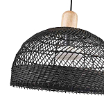 Подвесной светильник с округлым абажуром из черного ротанга Wicker Furniture варинант исполнения - 3 | Loft Concept в Липецке