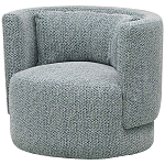 Дизайнерское мягкое кресло с круглой мягкой спинкой в голубой пестрой обивке Roux Round Armchair варинант исполнения - 1 | Loft Concept в Липецке