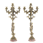 Подсвечники из бронзы на 10 свечей на подставке из камня креноид Stone Candlestick варинант исполнения - 1 | Loft Concept в Липецке