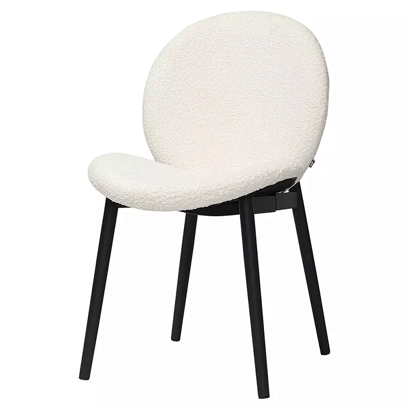 Стул мягкий с буклированной обивкой Chair with Boucle Upholstery Молочный Светло-серый Стул мягкий с буклированной обивкой Chair with Boucle Upholstery Молочный Светло-серый в Липецке | Loft Concept