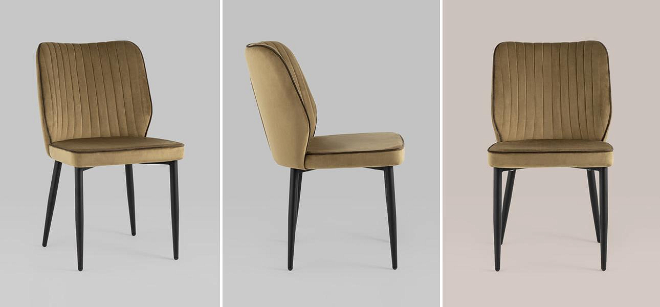 Стул Lawrence Chair Велюр Карамель Коричневый кант Стул Lawrence Chair Велюр Карамель Коричневый кант - Loft-Concept в Липецке