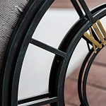 Зеркало настенное в чёрной металлической раме в виде часов Mirror Tower Clock варинант исполнения - 2 | Loft Concept в Липецке