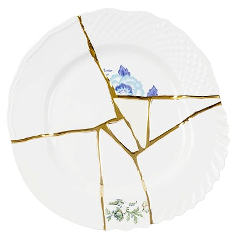 Тарелка Seletti Kintsugi II Белый Золотой Голубой Тарелка Seletti Kintsugi II Белый Золотой Голубой в Липецке | Loft Concept
