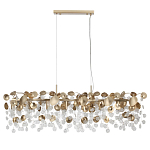 Люстра линейная с подвесками в форме монеток и золотистыми круглыми элементами из металла в виде лепестков FAIRYTREE Light варинант исполнения - 2 | Loft Concept в Липецке