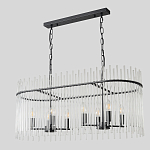 Люстра подвесная овальная со стеклянными прозрачными трубками и металлическим каркасом черного цвета Nembus варинант исполнения - 2 | Loft Concept в Липецке