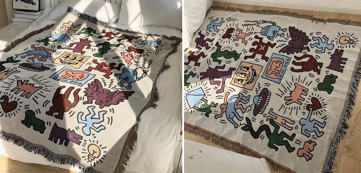 Покрывало граффити Кит Харинг Keith Haring Bed Сover Покрывало граффити Кит Харинг Keith Haring Bed Сover - Loft-Concept в Липецке