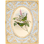 Декоративный постер с изображением птиц в раме с рельефным растительным узором Blooming Birds Poster варинант исполнения - 6 | Loft Concept в Липецке